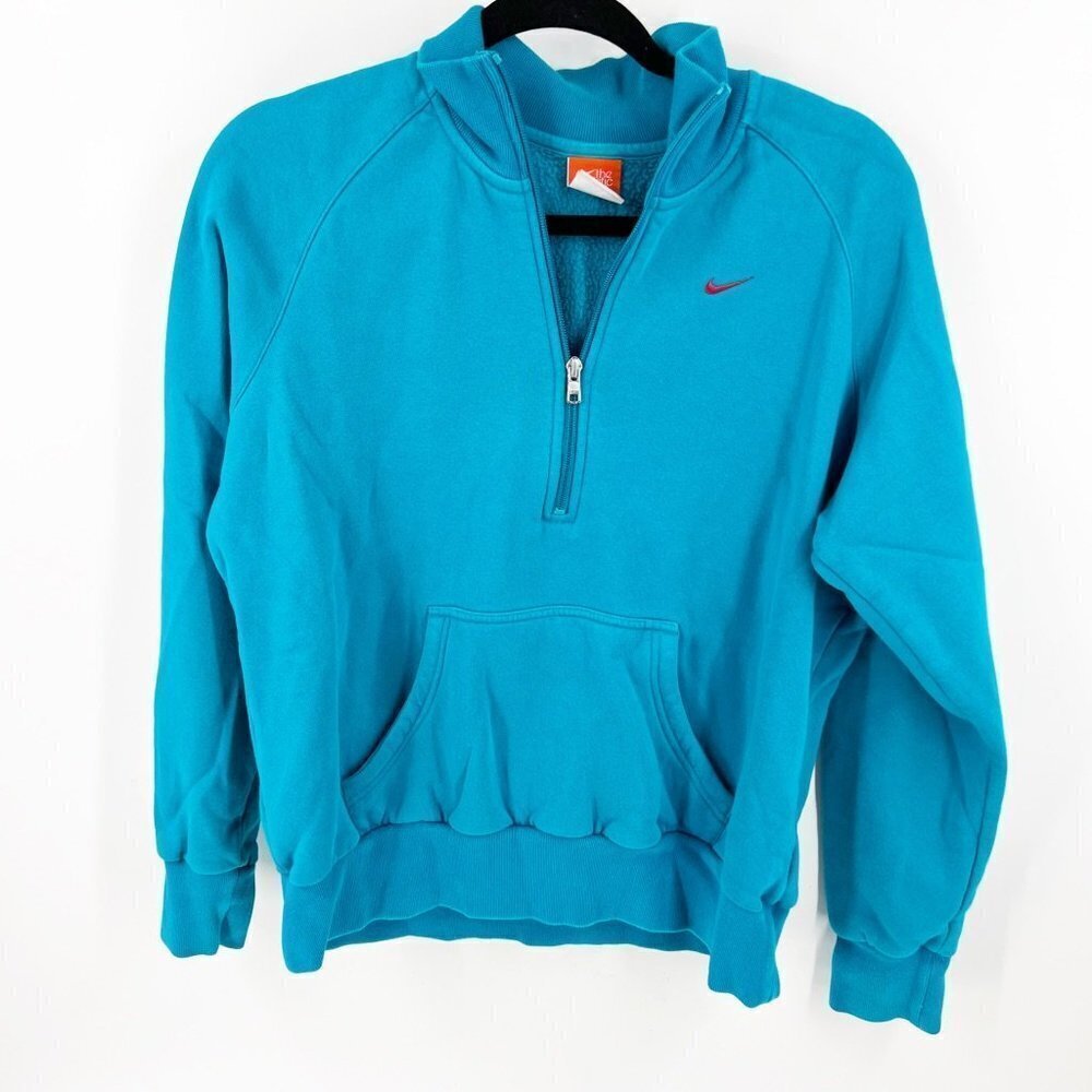 ✅ VINTAGE NIKE "athletic dept" ZIP PULLOVER SIZE LARGE TEAL WOMEN'S HOODIE